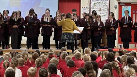QEGS KS3 choir at Coningsby St Michael's Primary School